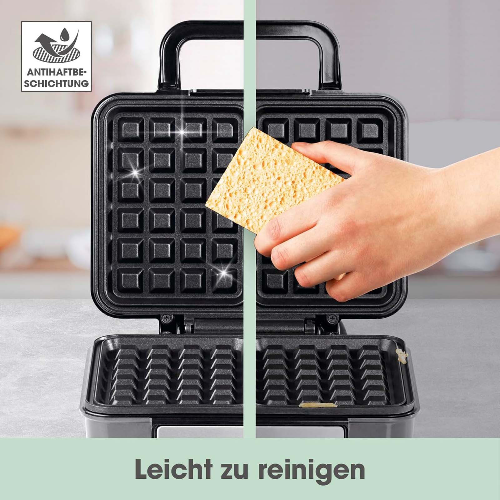GOURMETmaxx Waffeleisen Waffelautomat Waffelmaker, 1200,00 W, für 2 Belgische Waffeln Antihaft Cool-Touch Griff – Bild 4 von 5