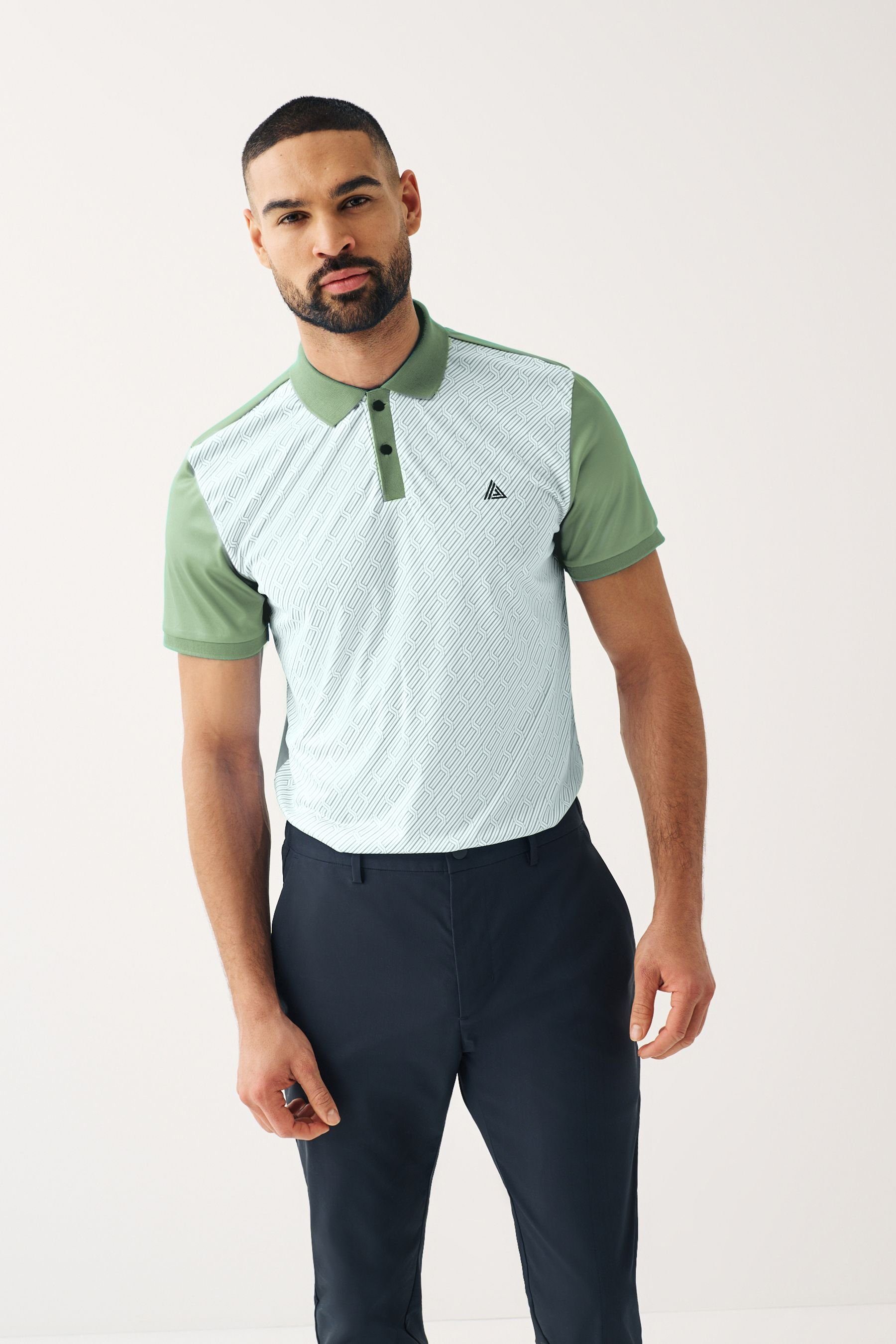 Next Poloshirt Active & Golf Poloshirt mit Print (1-tlg) Light Green