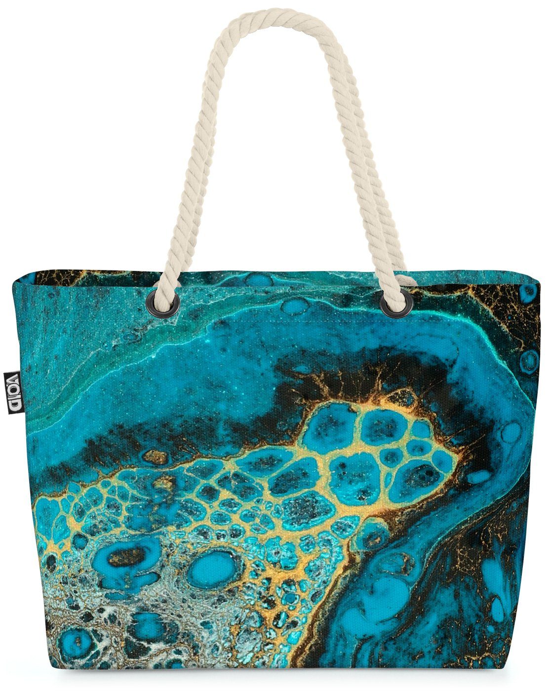 VOID Strandtasche (1-tlg), Smaragd Beach Bag acryl uralt färbe orientalisch ornament malen meer stein