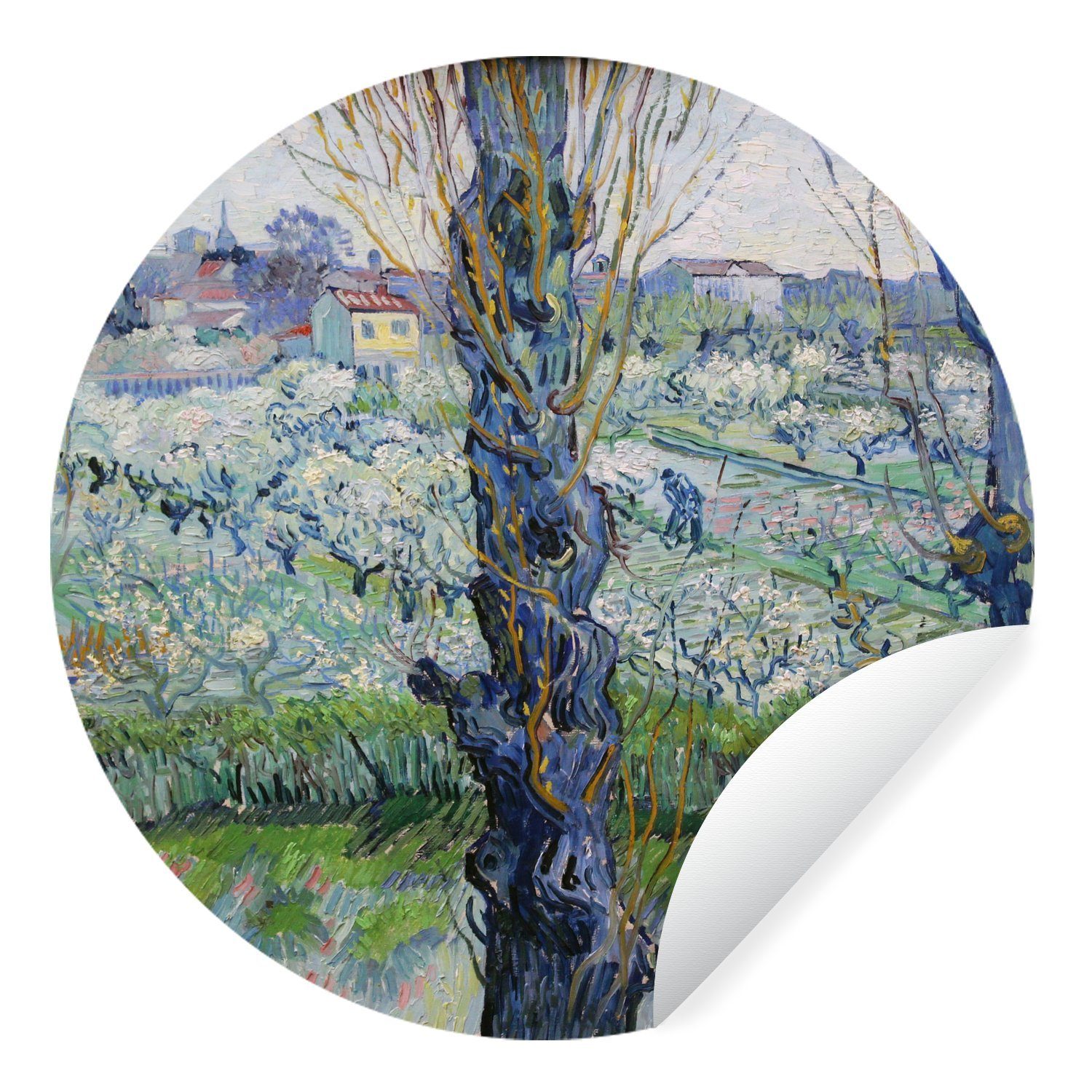 - Gogh Rund, van Kinderzimmer, Tapetenkreis Tapetenaufkleber, Wandsticker (1 für MuchoWow von Gemälde St), Vincent Ansicht Arles von Wohnzimmer