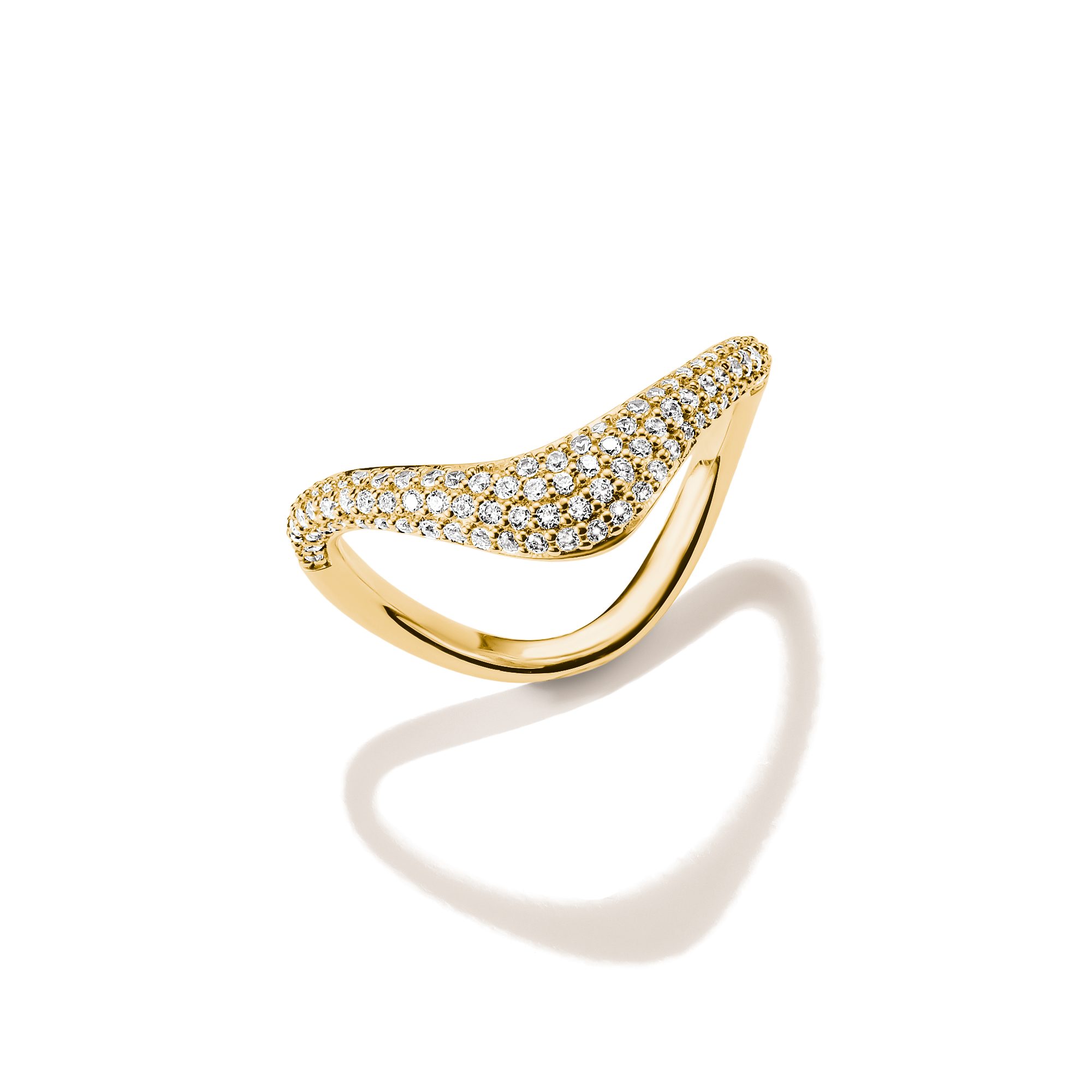 THOMAS SABO Fingerring Fluid Elegance Ring Pavé gelbgoldfarben, mit Zirkonia (synth)