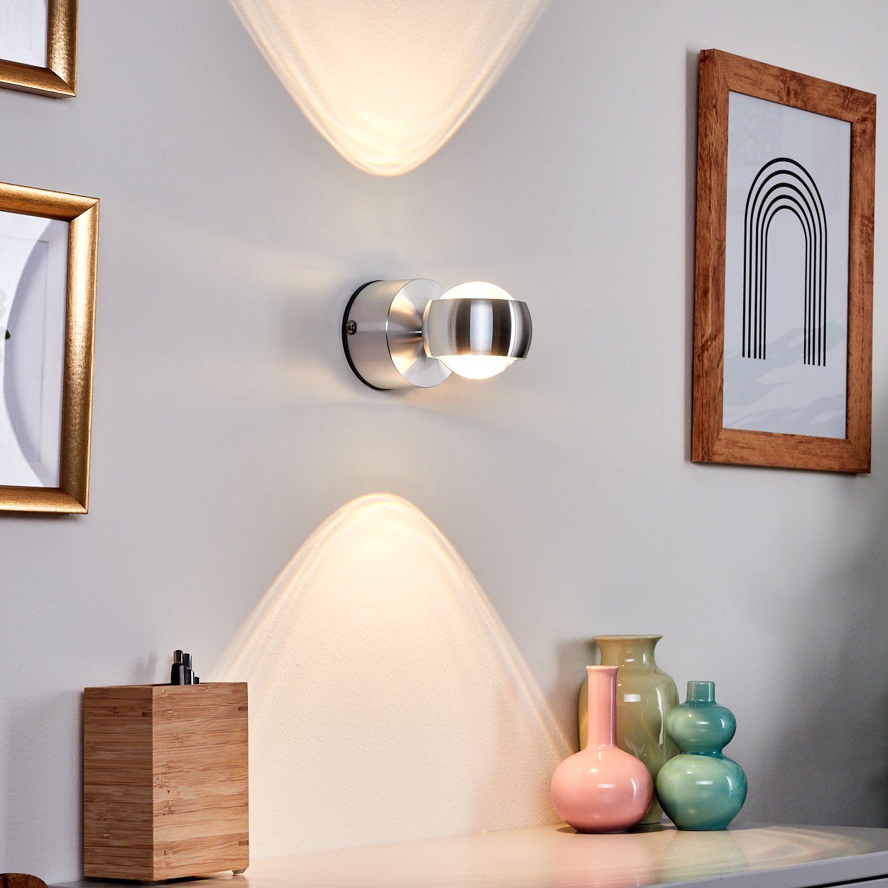 hofstein Spiegelleuchte »Arche« LED Außenwandlampe aus Metall/Glas in Anthrazit, 3000 Kelvin, Gartenbeleuchtung 480 Lumen, moderne mit Up&Down-Effekt, IP44