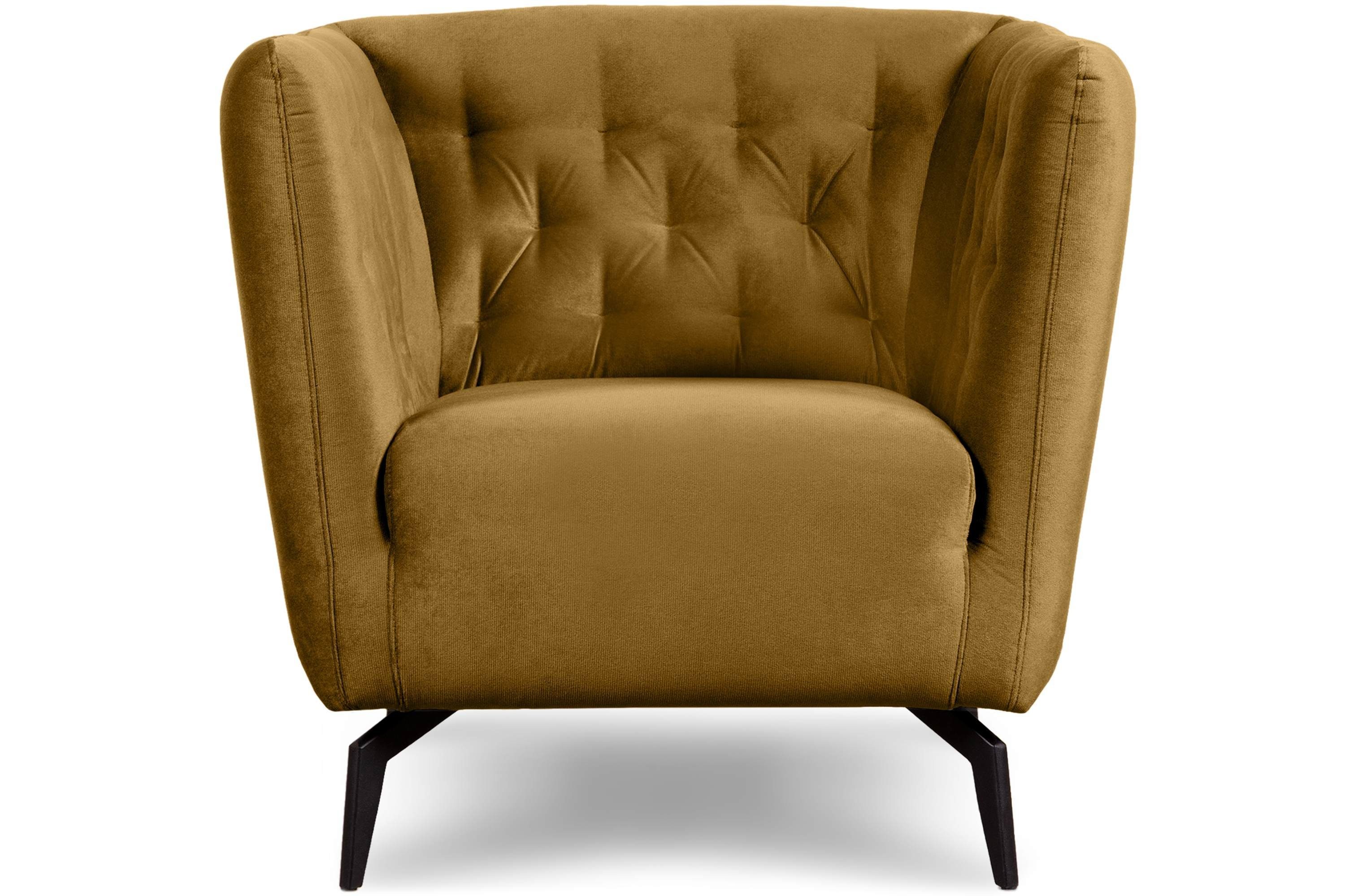 Feder im hohen | CORDI gewellte Metallfüßen, und honigfarben auf Sessel Sessel, Schaumstoff honigfarben Sitz Konsimo Gesteppter