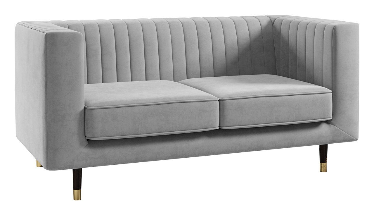 MKS MÖBEL Sofa freistehendes Zweisitzer-Sofa, ELMO 2, hohen Hellgrau Paros Stil, Ein Metallbeinen Modern