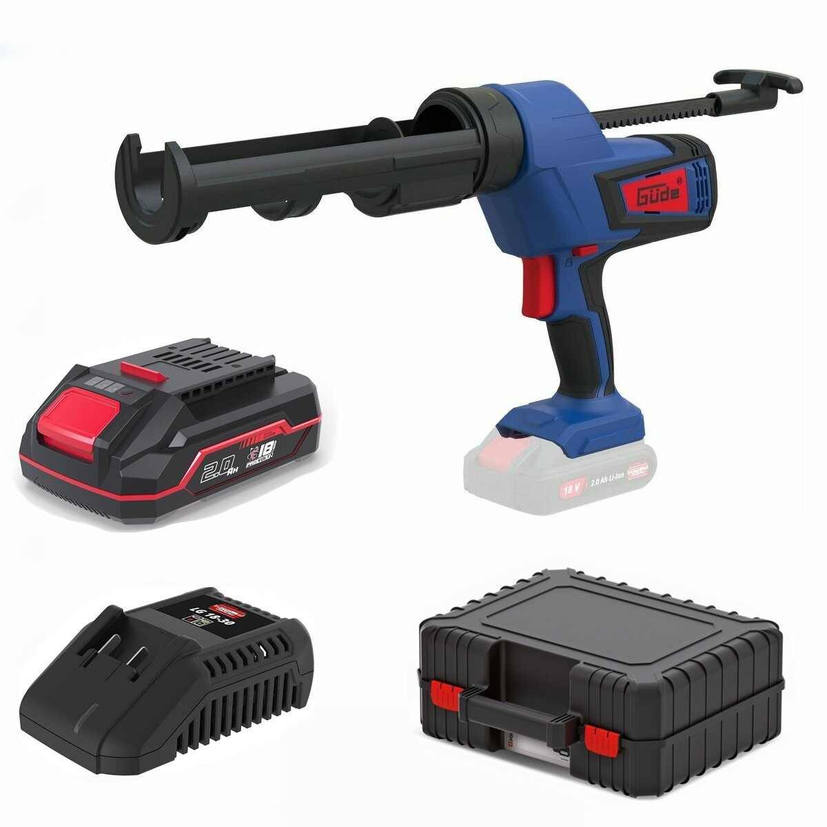 Güde Akku-Kartuschenpistole Akku Kartuschenpresse 18V +Akku / Ladegerät. Koffer Kartuschenpistole