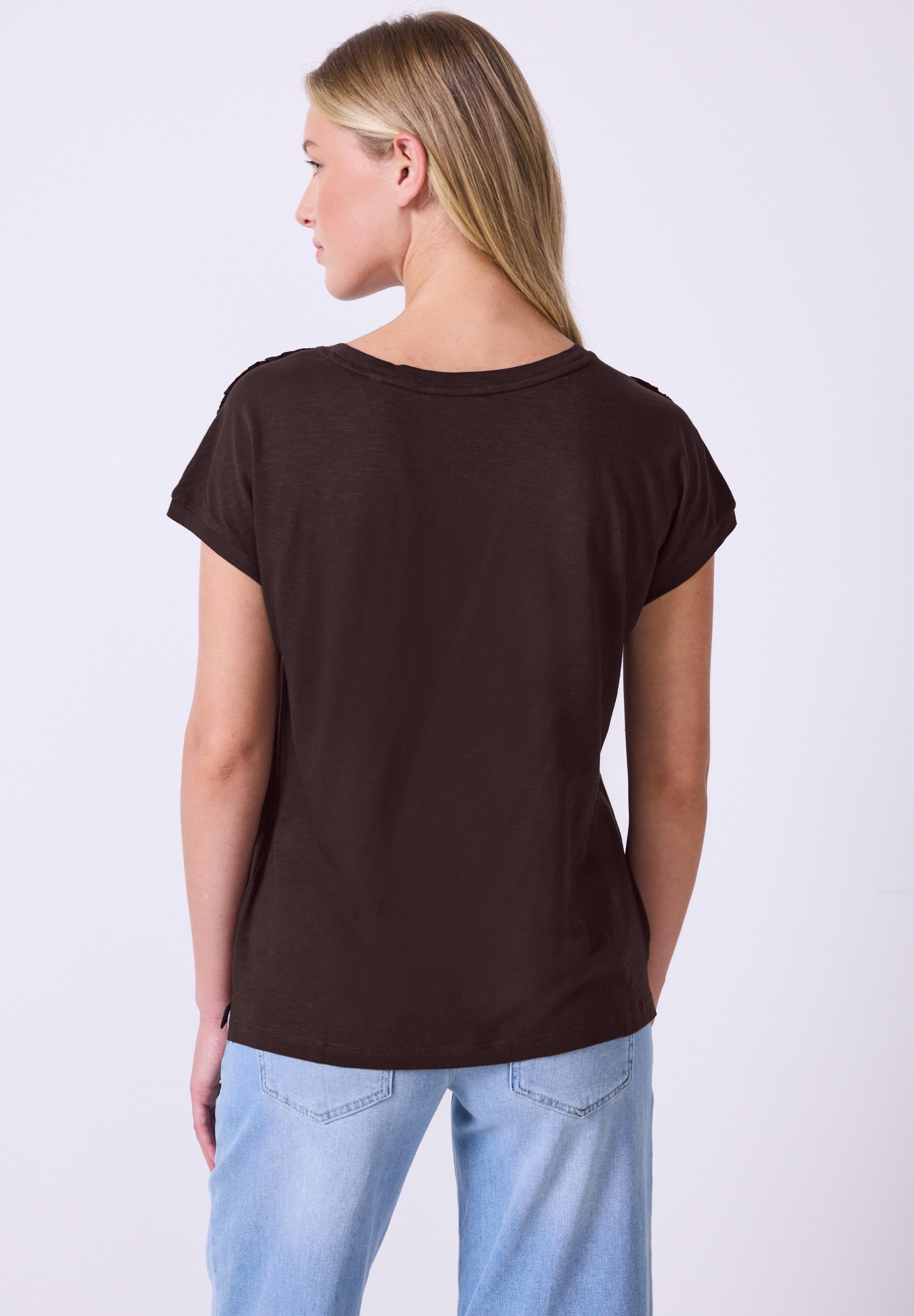 STREET ONE STUDIO T-Shirt, aus elastischem Materialmix günstig online kaufen