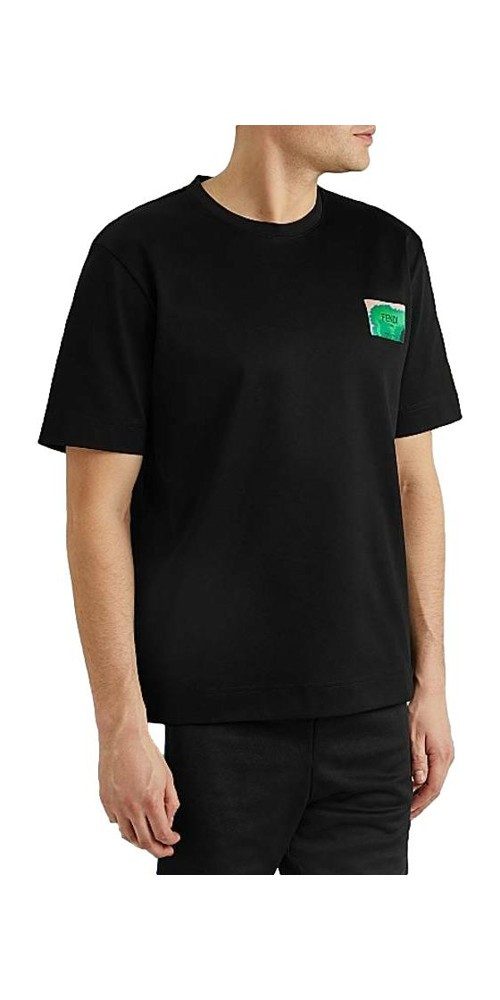 FENDI Print-Shirt Fendi Logo T-Shirt Schwarz Herren