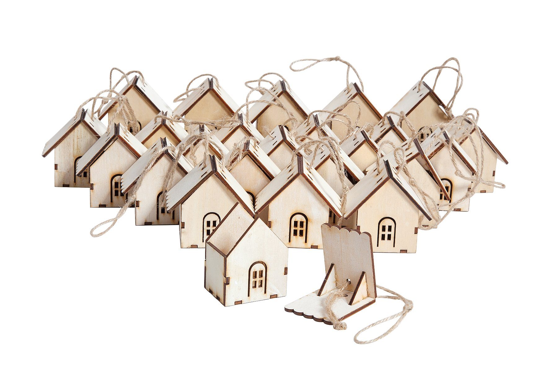 VBS Baumbehang Häuschen, 24 Stück, Sperrholz
