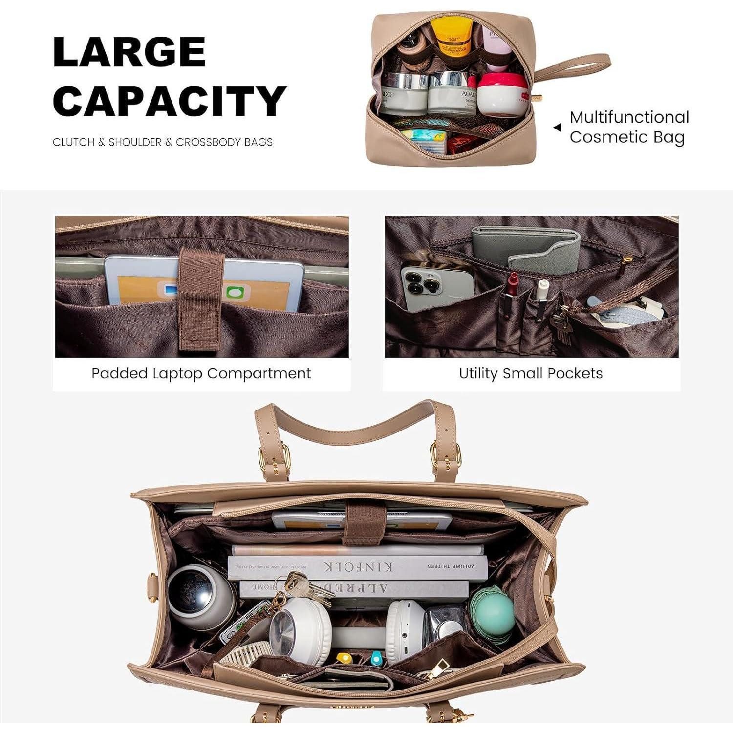 LuxusKollektion Laptoptasche Schultertasche Damen Laptoptasche 15,6 Zoll Handtasche Groß Tote Bag