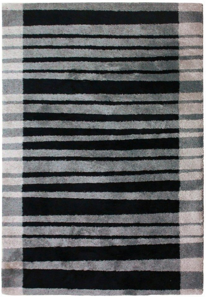 Hochflor-Teppich Cameo-Bordüre, Bruno Banani, rechteckig, Höhe: 27 mm, gestreiftes  Muster mit Bordüre, angenehme Haptik, Streifen