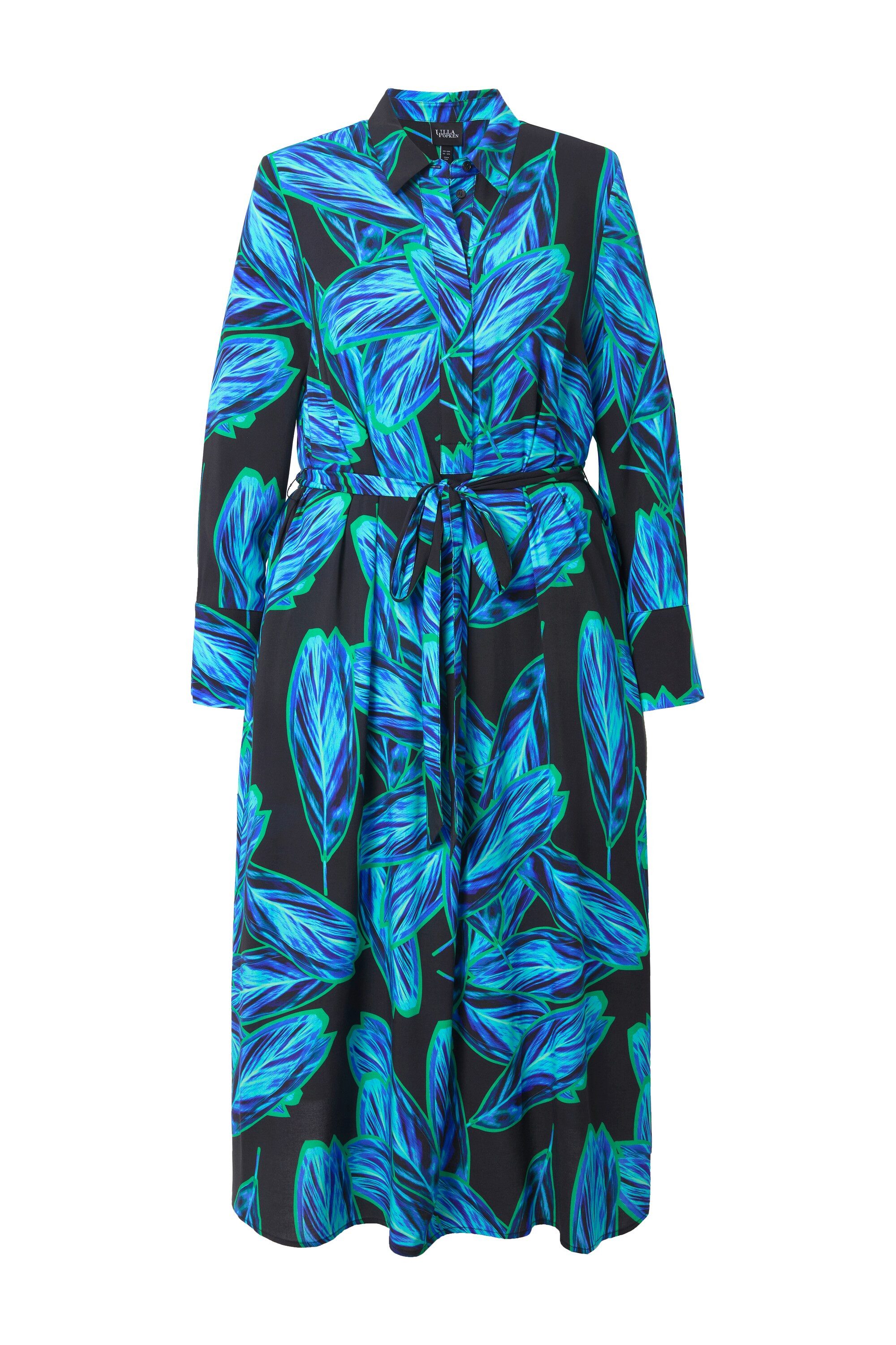 Ulla Popken Midikleid Maxikleid Blätter A-Linie günstig online kaufen