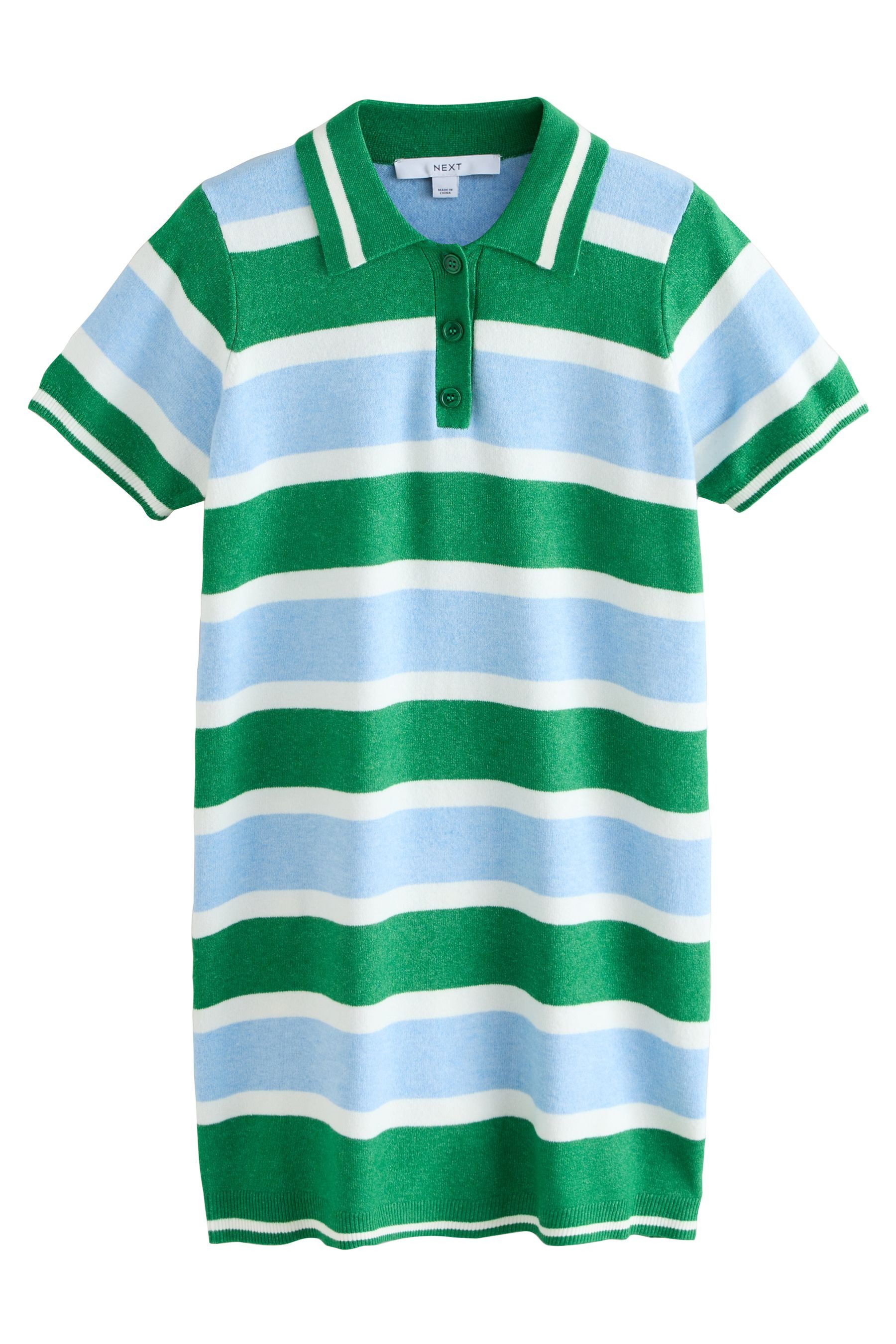 Next Strickkleid Kurzärmeliges, weiches Mini-Polokleid aus Strick (1-tlg)