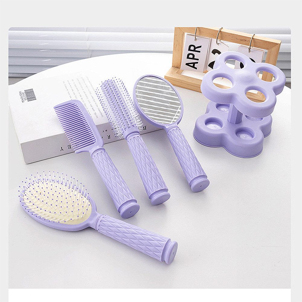 Jumpeak Haarbürsten-Set Lockenbürste,Haarbürste rund,Lockenkamm,Haarbürste,Kamm,mit Ständer, 4-teiliges Set, Hairstyling-Set,Haarbürste klein,für alle Haartypen,für alle Frisuren