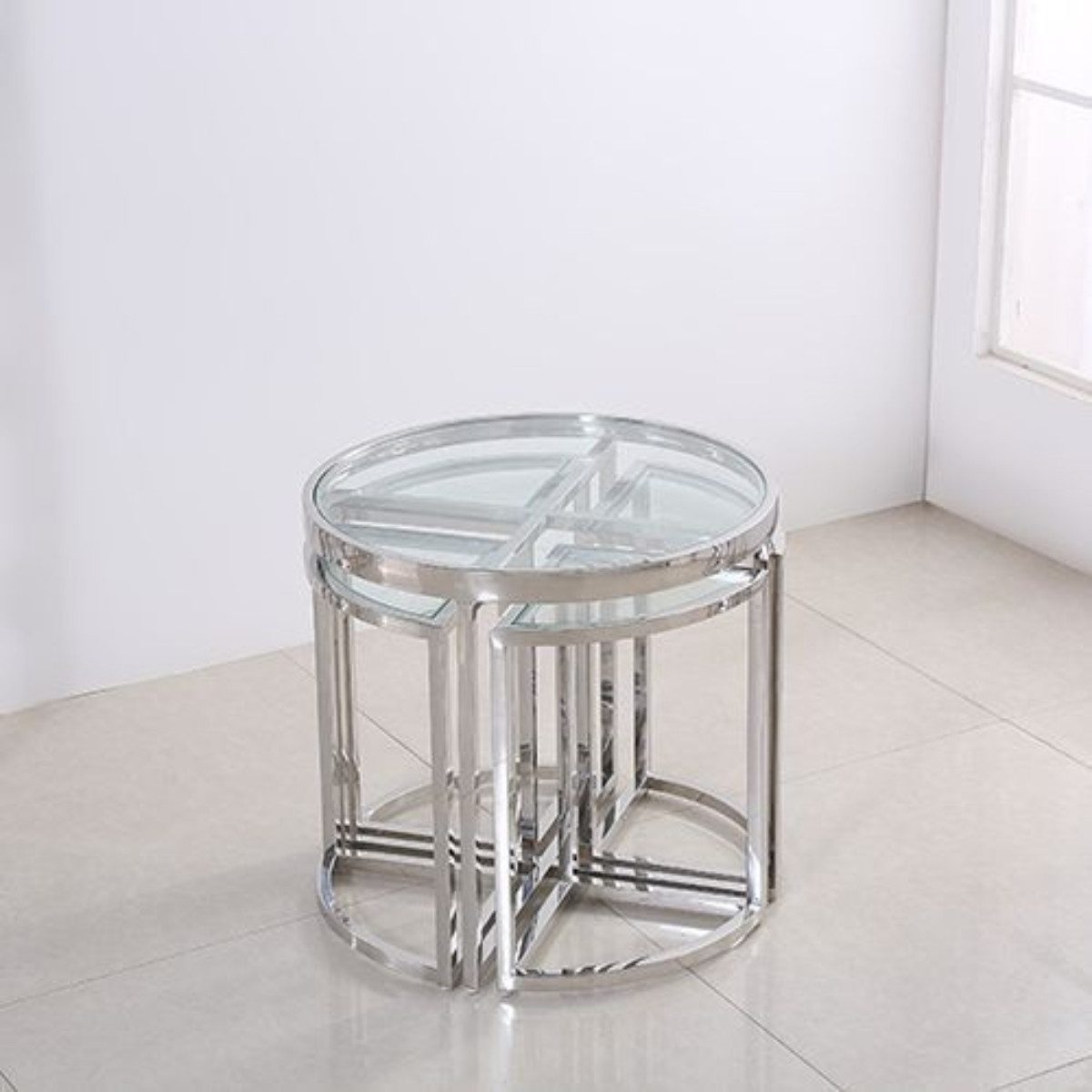 alesvelt Beistelltisch VERONA Beistelltisch Ø60x55 cm Transparent 5-teilig (5er Set), Platzsparend