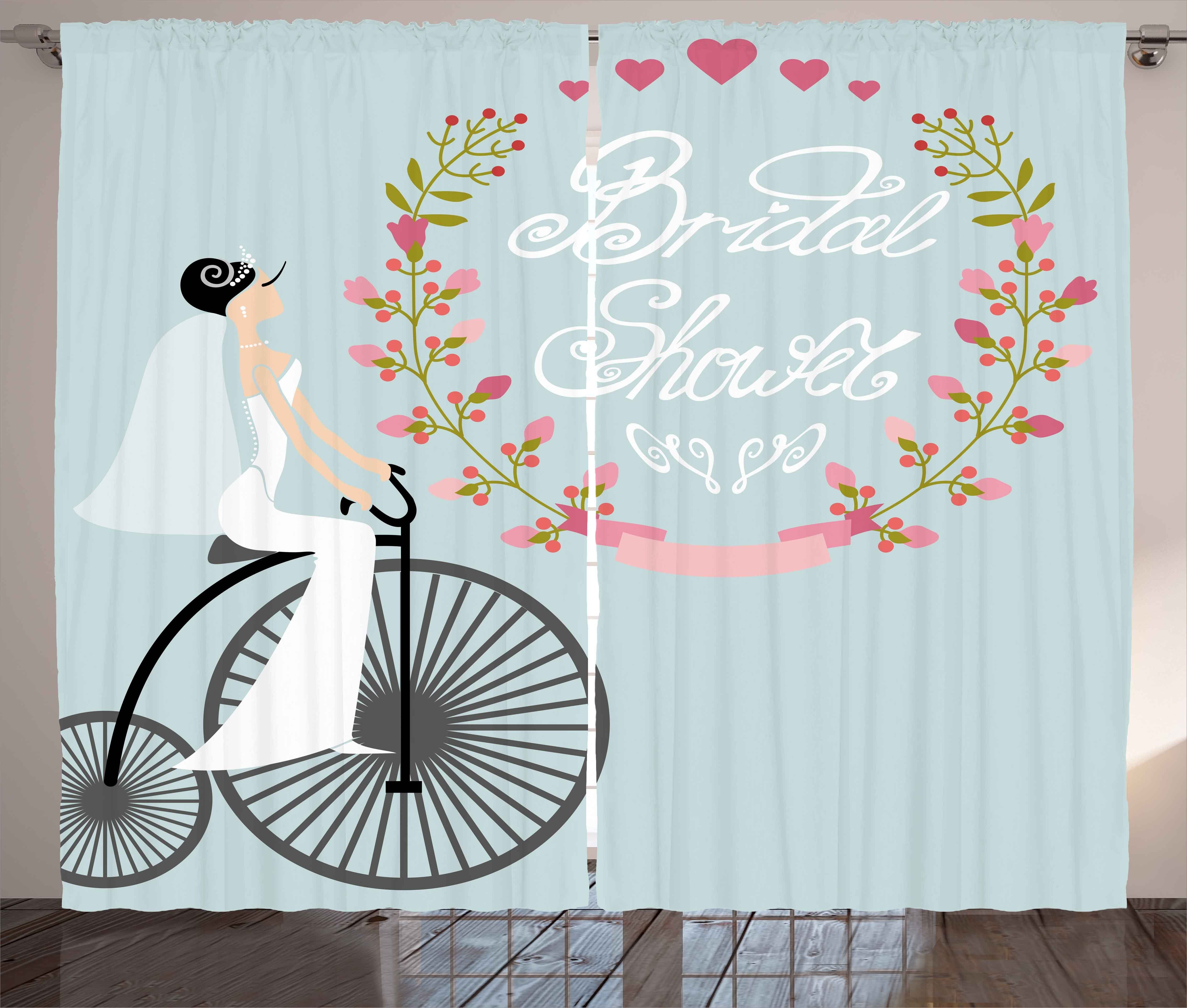 Abakuhaus, Schlaufen Vorhang Kräuselband und Haken, mit Schlafzimmer Blumen Braut-Kleid-Fahrrad Gardine