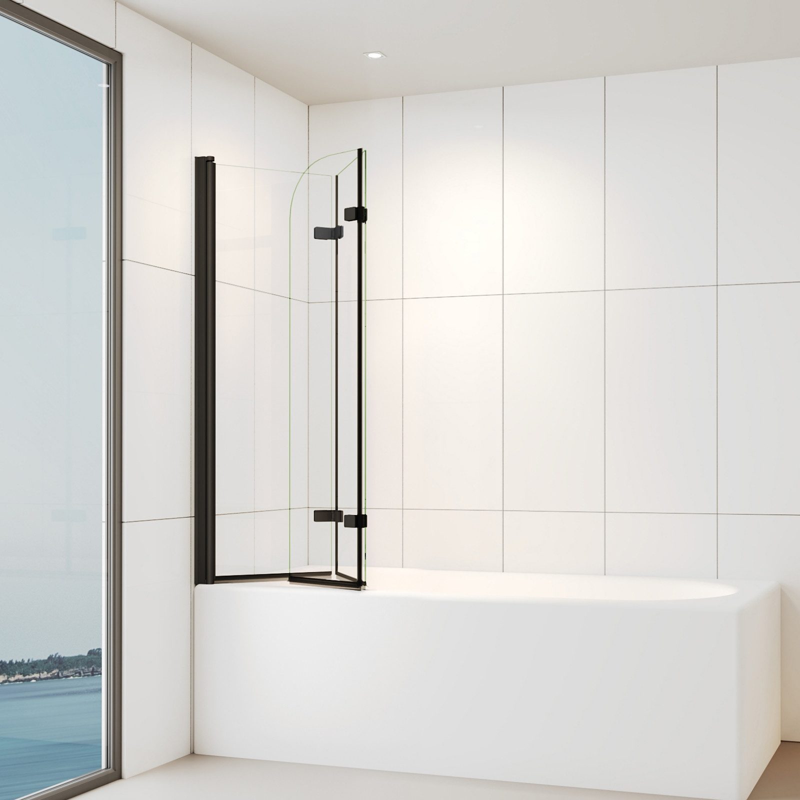 IMPTS Badewannenaufsatz Duschwand für Badewanne Duschabtrennung 2 TLG 3TLG Chrome Schwarz, Nano Sicherherisglas, (Set, 3 tlg), Duschtrennwand Badewanne Schwarz 3 teilig Klarglas