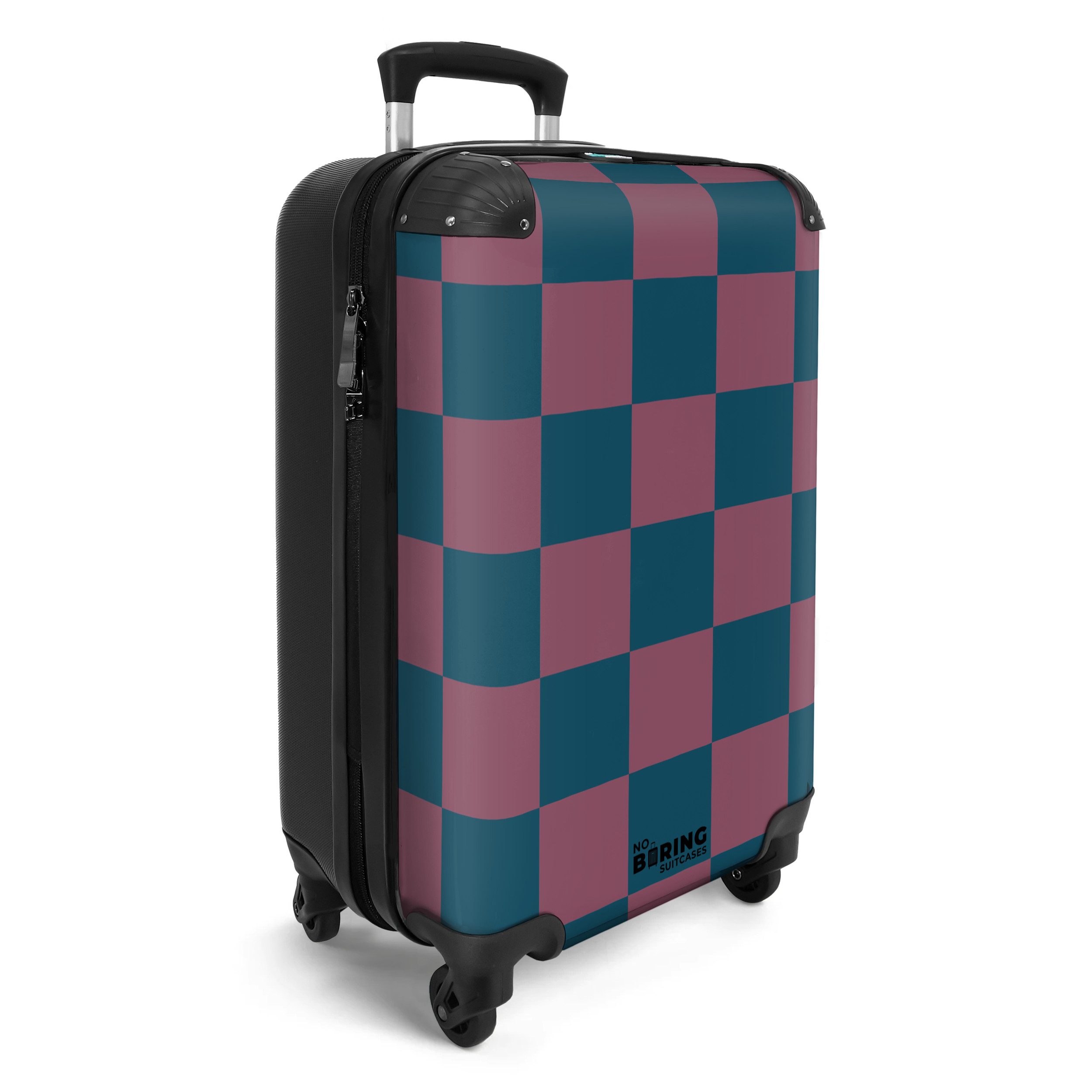 NoBoringSuitcases.com© Hartschalen-Trolley Buntes Schachbrett als Druck günstig online kaufen