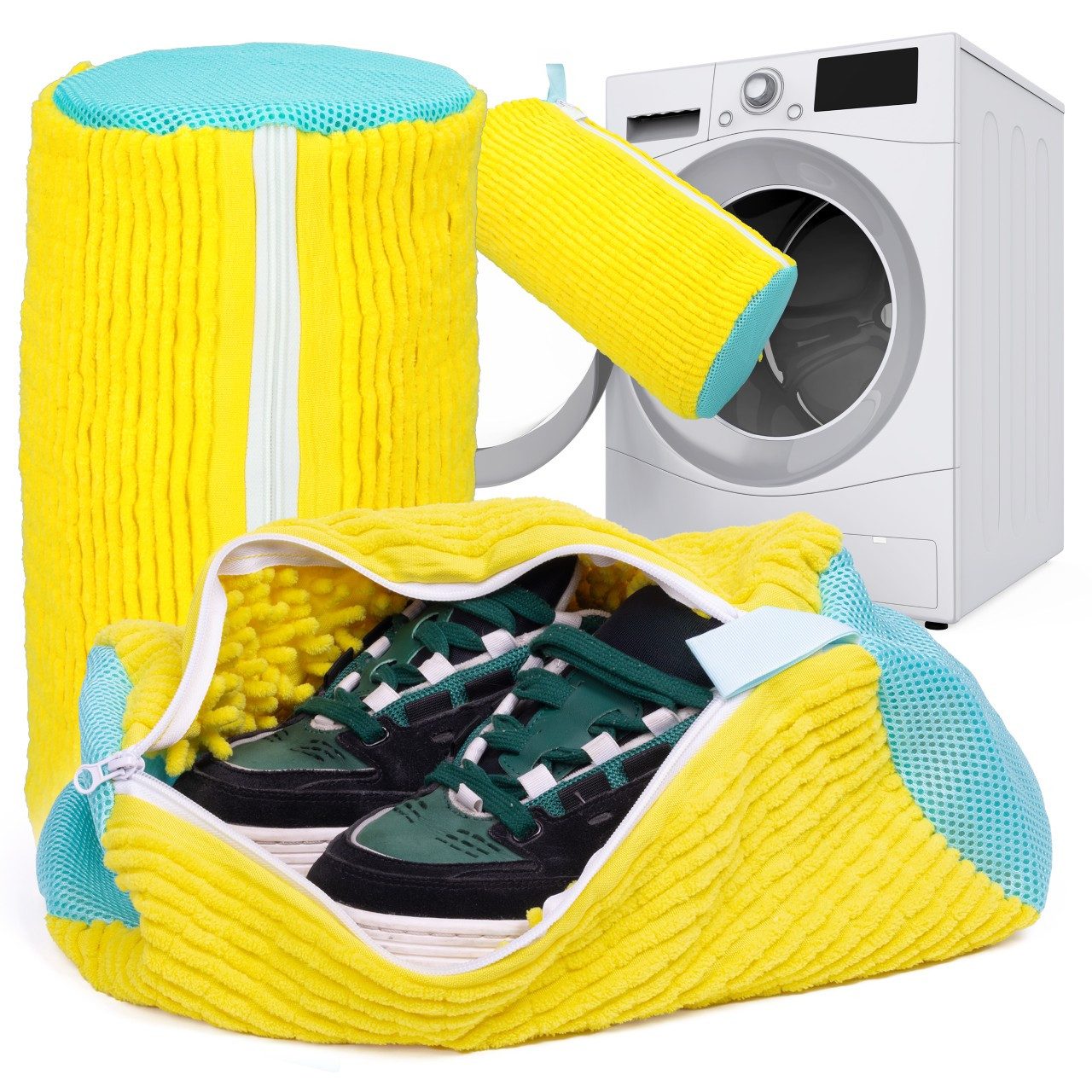 KomfortHome Wäschenetz Schuhwaschbeutel Mikrofaser Wäschesack Schutz Waschmaschine 38x18cm, Schuhbeutel Reißverschluss Sneaker waschbar wiederverwendbar.