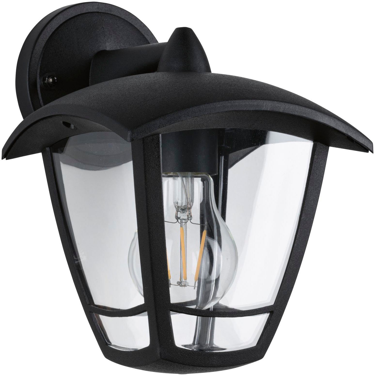 Paulmann LED Außen-Wandleuchte Outdoor 230V Classic curved IP44 E27 Klarglas/Schwarz, ohne Leuchtmittel, E27, IP44