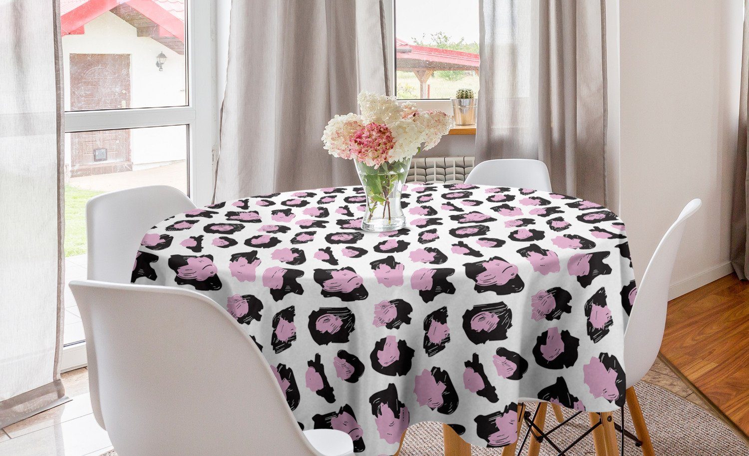 Abakuhaus Tischdecke Kreis Tischdecke Abdeckung für Esszimmer Küche Dekoration, Modern Abstrakt Leopard Spots Motiv