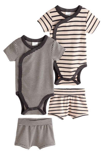 Next Body & Shorts Wickeldesign Babystrampler und Shorts, 4er-Pack (4-tlg)