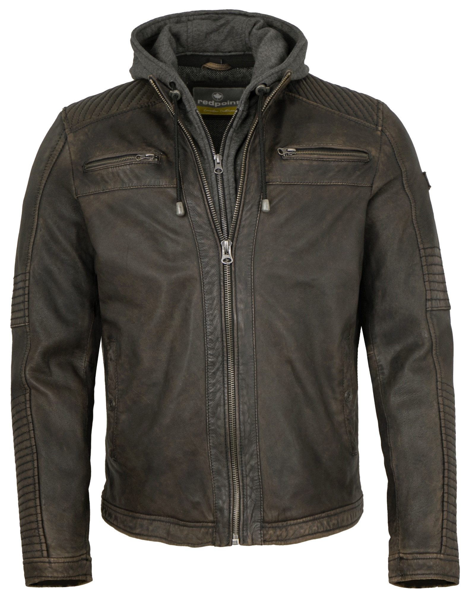 Redpoint Lederjacke Redpoint - Herren Lederjacke Kapuze Lammnappa braun ant günstig online kaufen