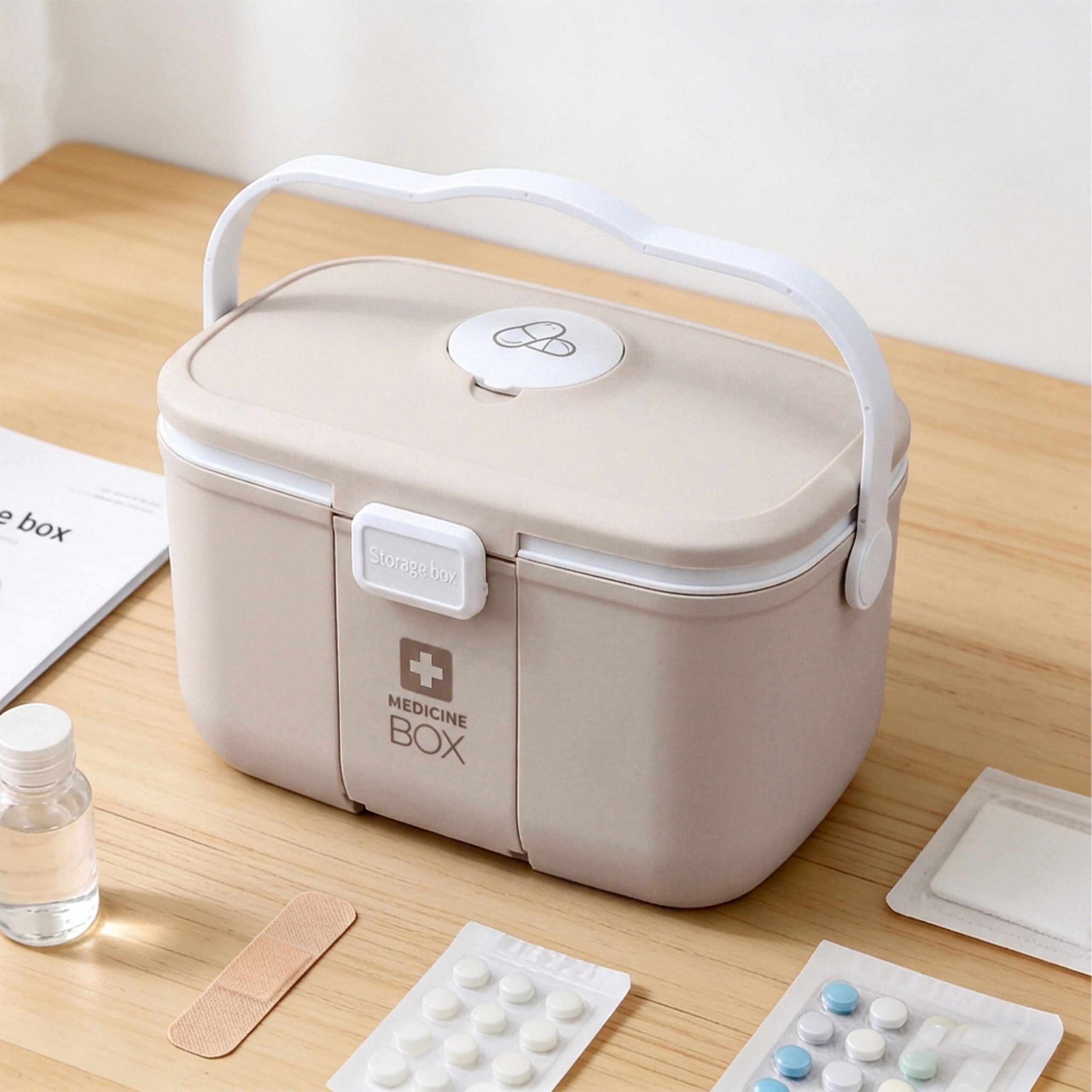 relaxdays Erste-Hilfe-Koffer Medizinbox aus Kunststoff, (1 St), beige. – Bild 2 von 5