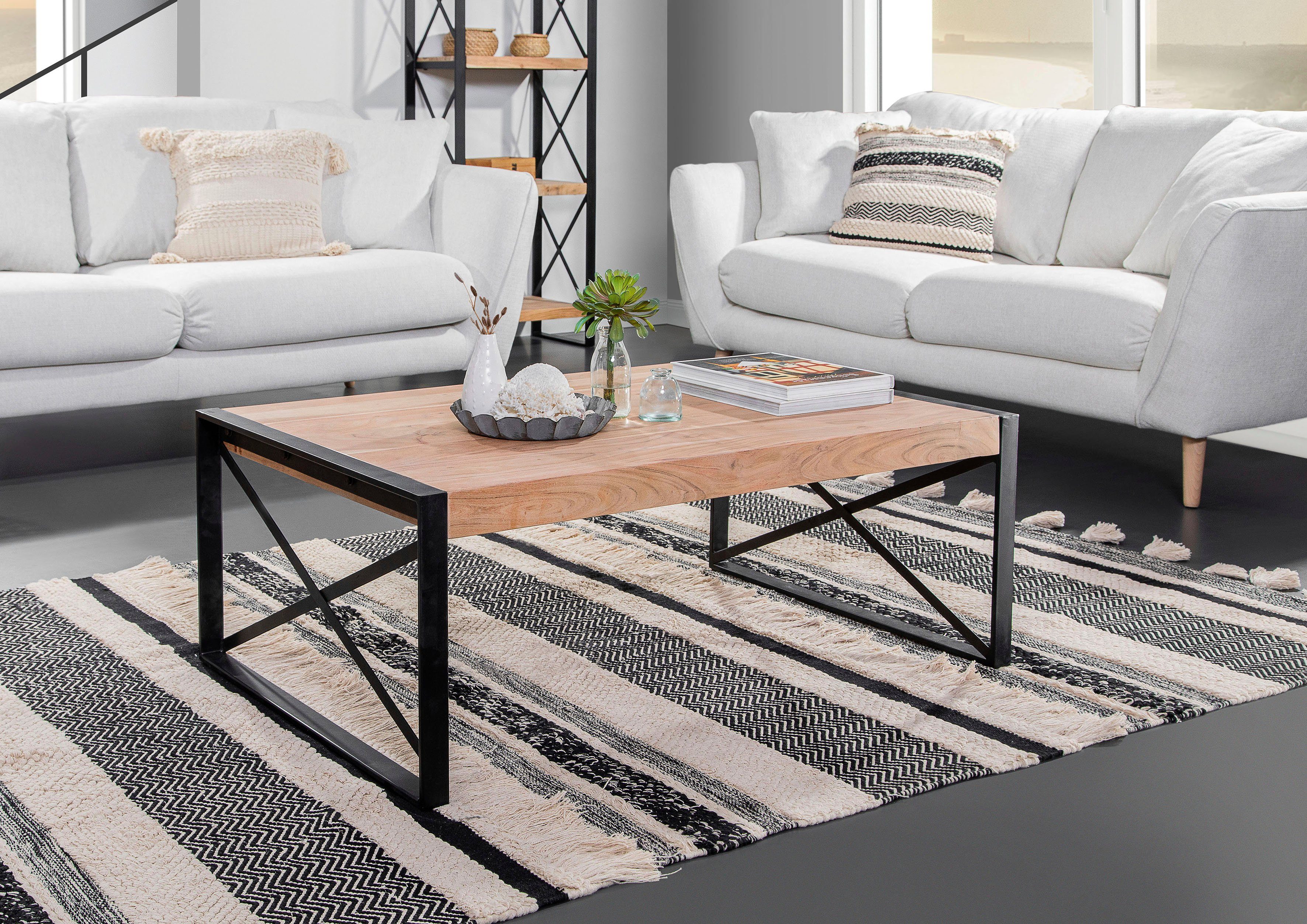 Gutmann Factory Couchtisch Downtown, aus massivem Akazienholz, Breite 110 cm