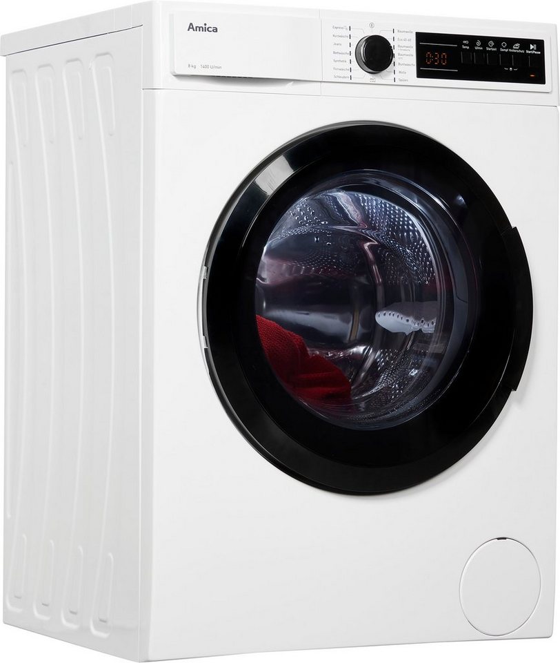 Amica Waschmaschine WA 484 081, 8 kg, 1400 U/min, Automatisches  Unwuchtsystem, Überlaufschutz