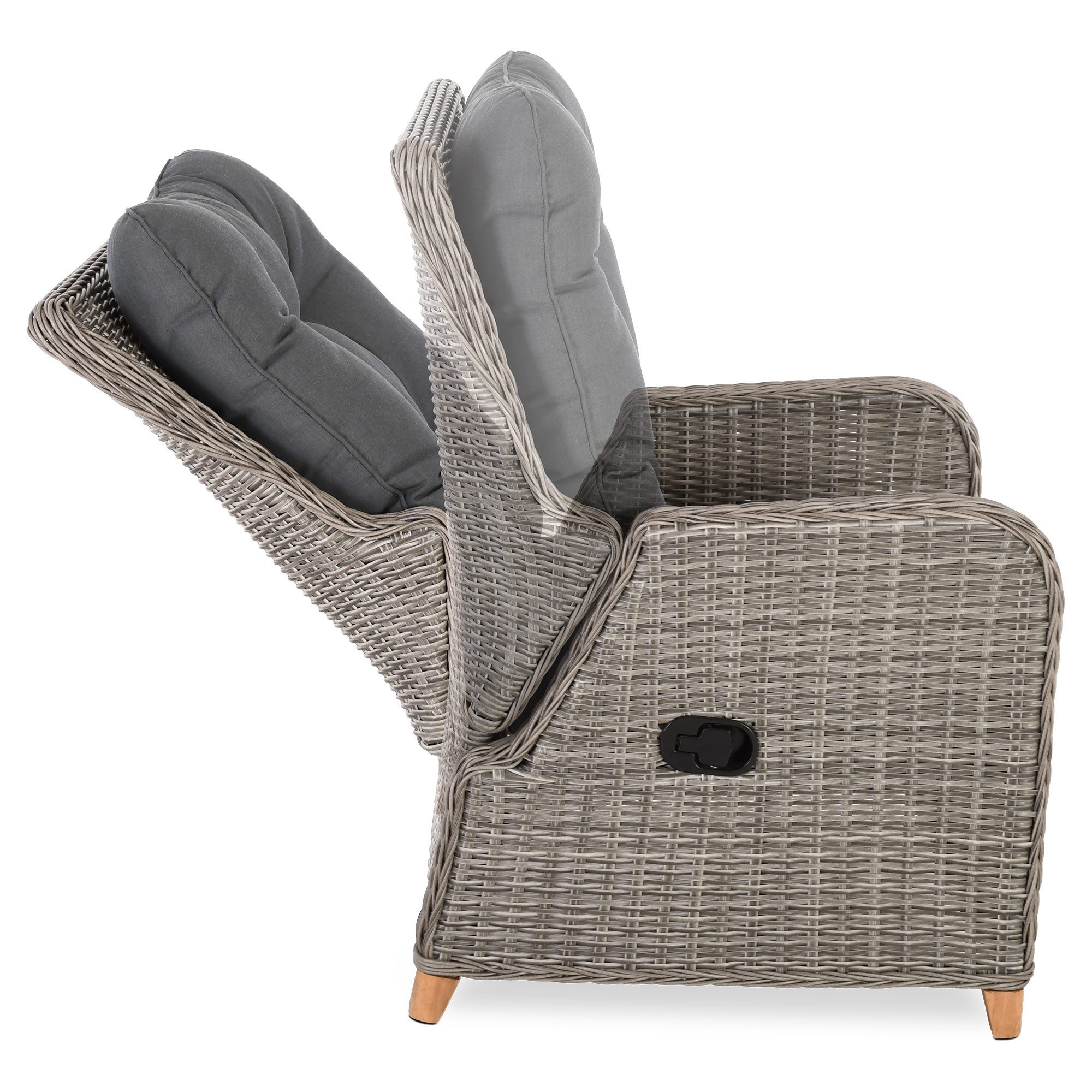 Raburg Gartensessel Relaxsessel mit Hocker, inkl. Polster, wetterfest, Alisa (Gartenstuhl-Set mit Hocker), pflegeleichtes Polyrattan, 130 kg Belastbarkeit