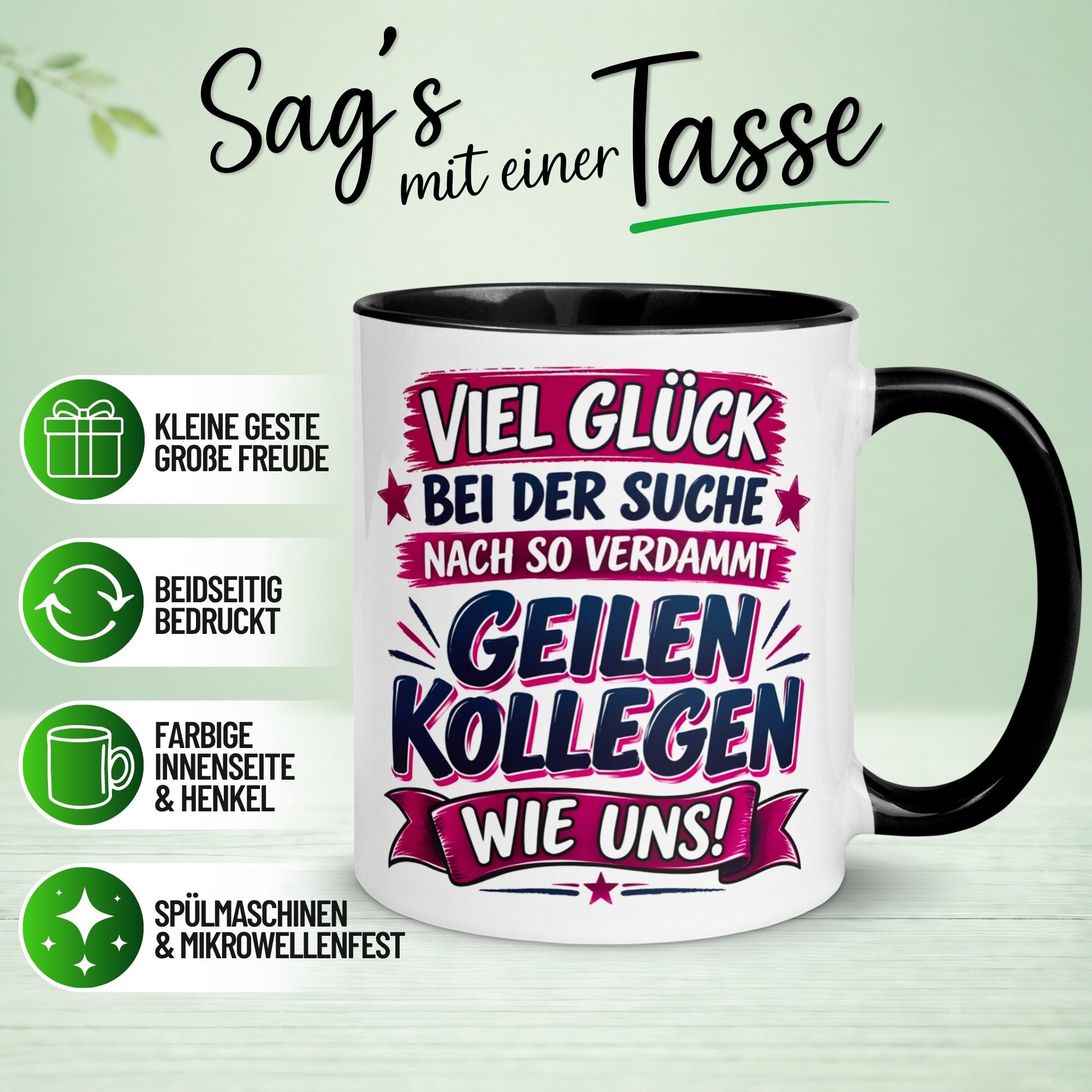Momentals Tasse Wir waren mit Abstand die Besten – Abschiedsgeschenk Kollegin Kollegen, Gratis Versand · Links-&Rechtshänder · Spülmaschinenfest – Bild 2 von 5