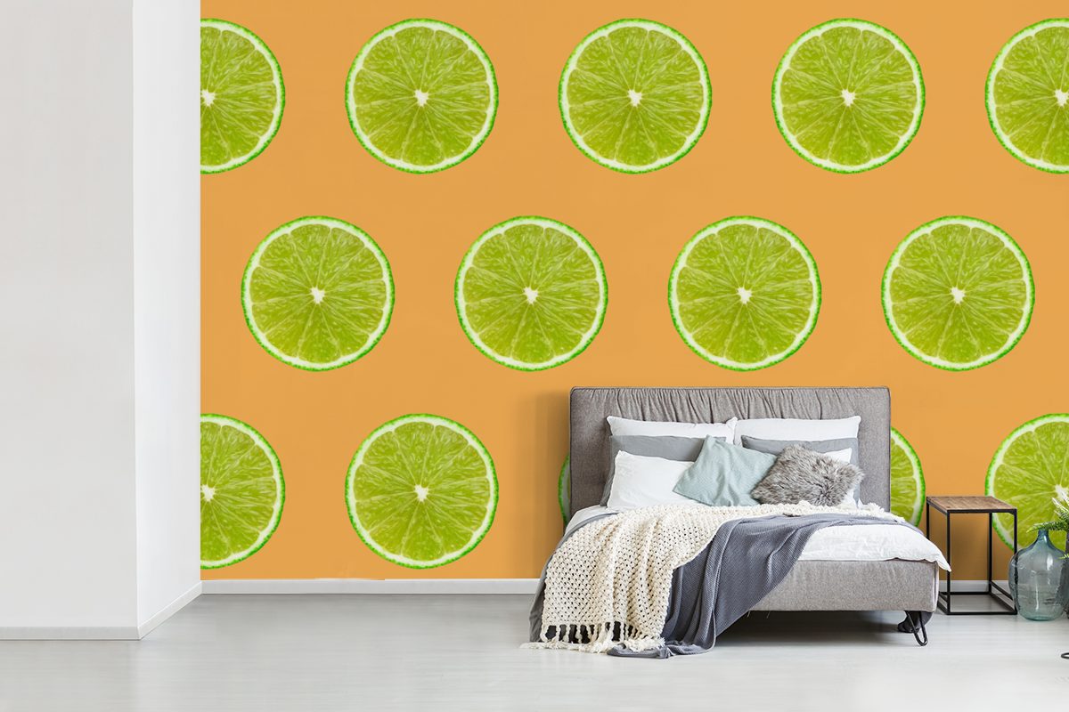 Matt, bedruckt, Fototapete Limette Wohnzimmer, Vinyl MuchoWow Muster (6 Tapete Wallpaper Kinderzimmer, St), Farben, - - Schlafzimmer, für