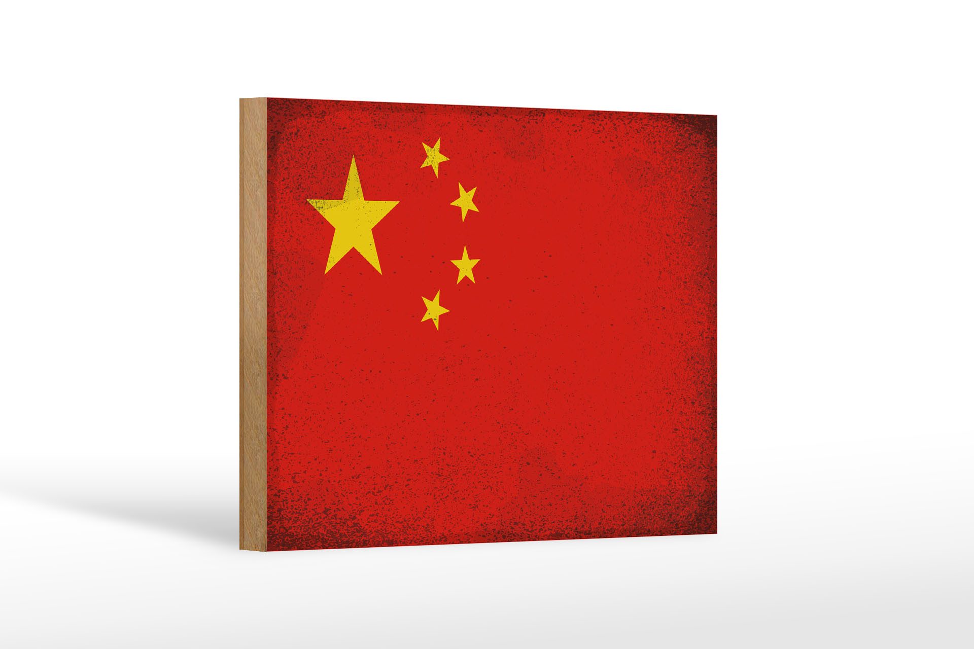 Femer GmbH Holzbild Flagge China 18x12 cm Flag of China Vintage, Flaggen (1 St), Glatte Holzfaserplatte (MDF), vorn beschichtet