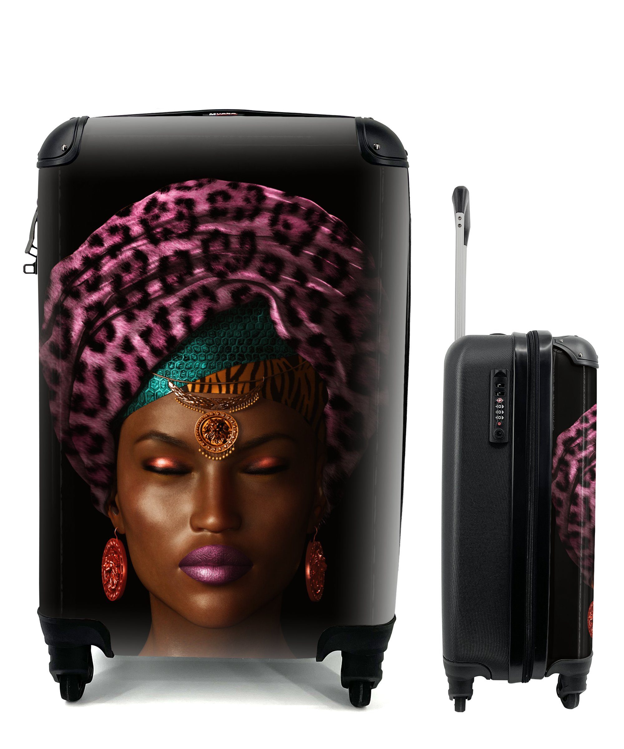Handgepäck Reisetasche - Frau - 4 Farbe Trolley, mit Handgepäckkoffer Kopftuch, rollen, für Rollen, MuchoWow Ferien, Reisekoffer