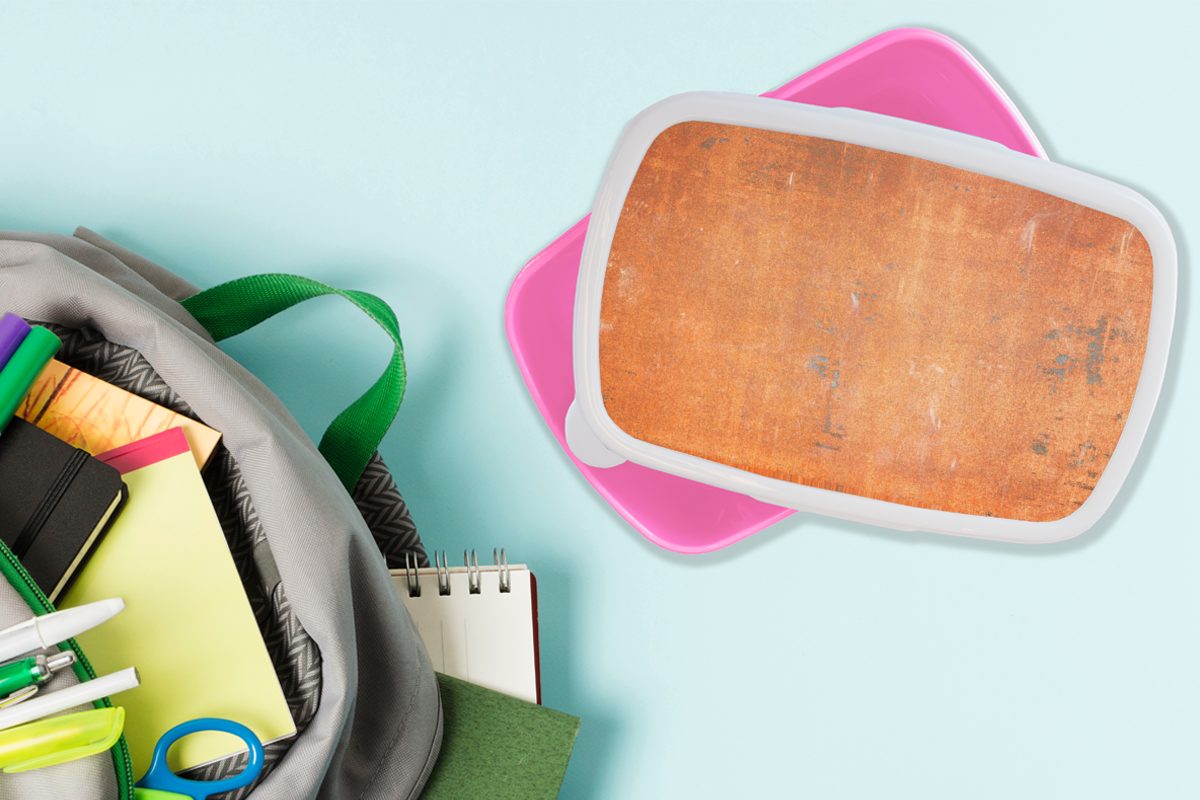 Metallplatte rostigen Brotbox Erwachsene, (2-tlg), mit Kunststoff, als MuchoWow für Mädchen, Lunchbox Kunststoff rosa Brotdose Snackbox, Hintergrund, Kinder, einer Struktur