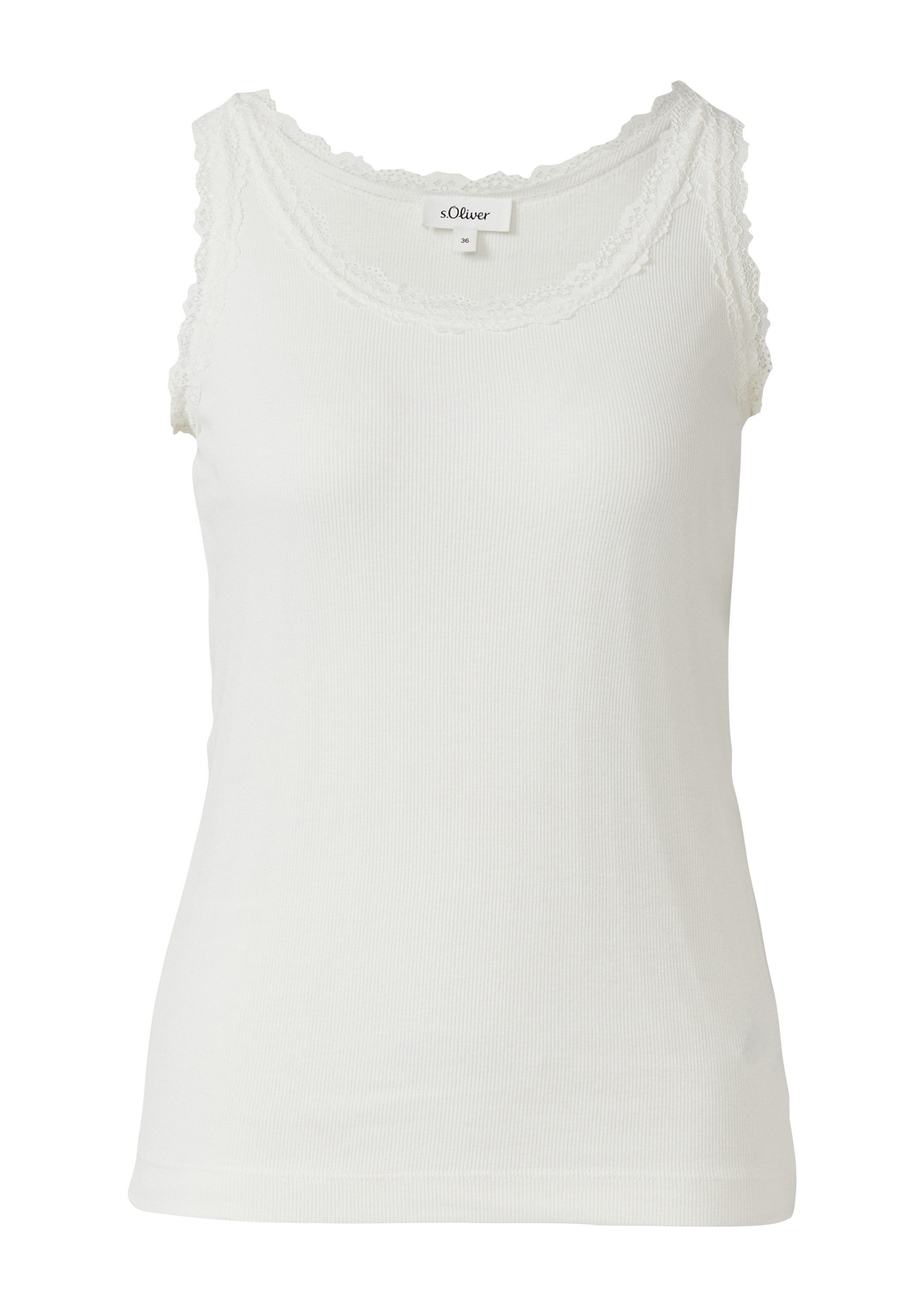 s.Oliver Muscleshirt T-Shirt Tanktop mit Spitzenbesatz günstig online kaufen