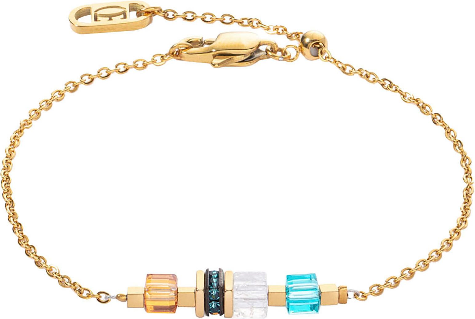 COEUR DE LION Armband Schmuck Edelstahl GeoCUBE® Mini Cubes & Chain Würfelkette, Made in Germany - mit Swarovski® Kristall, Strassstein, Schmucksteinen