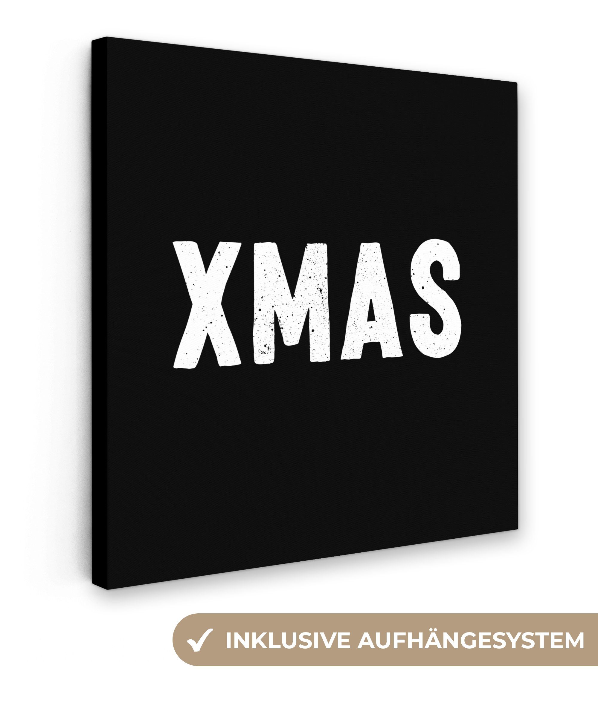 OneMillionCanvasses® Leinwandbild Weihnachten - Zitate - Xmas - Schwarz - Feiertage, (1 St), Leinwand Bilder für Wohnzimmer Schlafzimmer, 20x20 cm