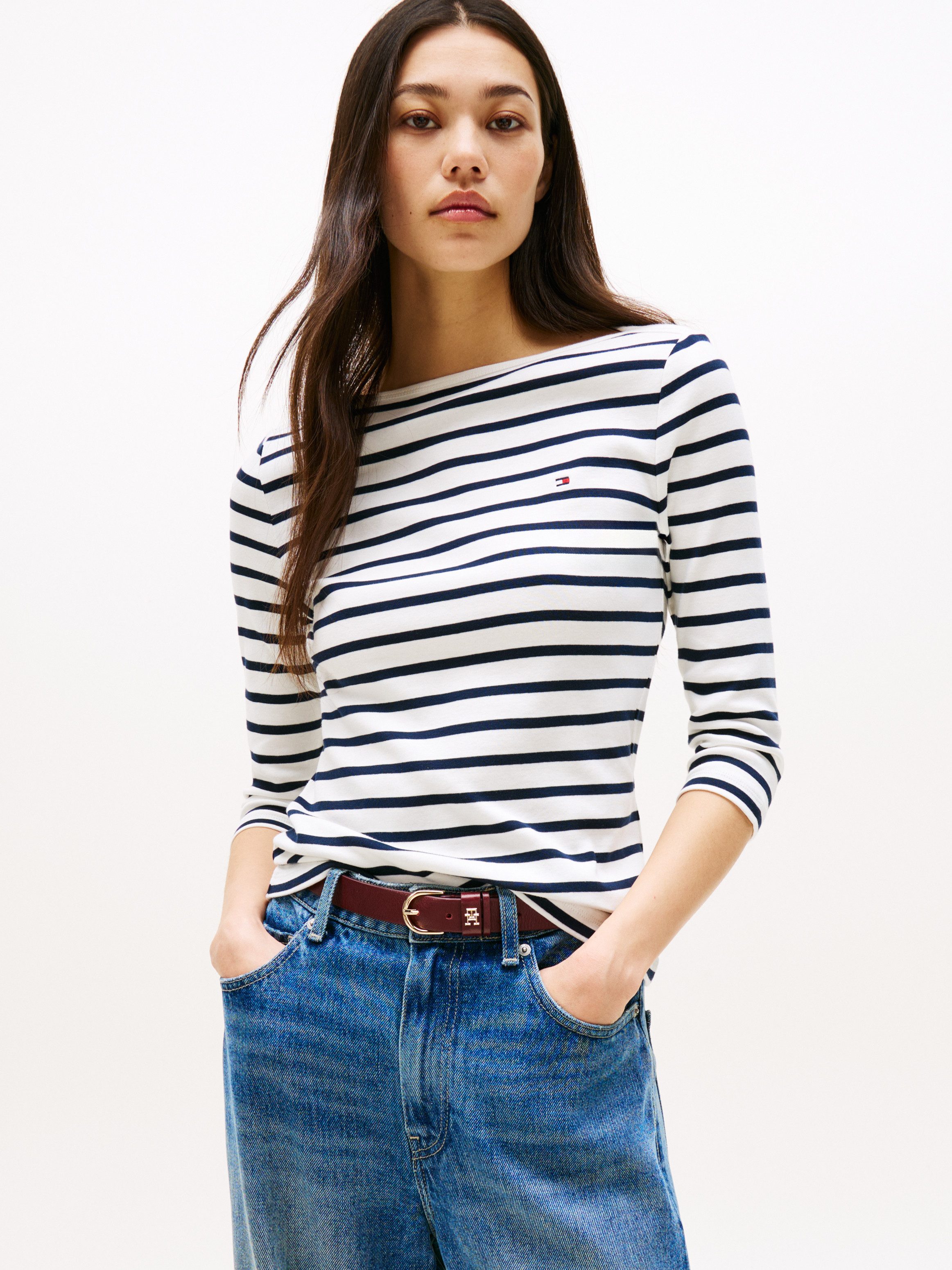 Tommy Hilfiger 3/4-Arm-Shirt NEW CODY SLIM BOAT-NK 3/4SLV mit U-Boot und St günstig online kaufen