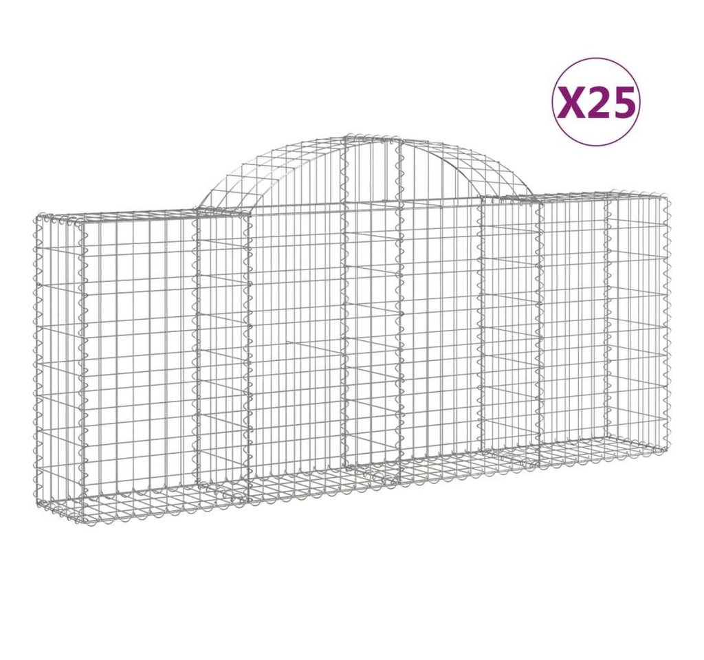 Thumbnail - vidaXL Blumentopf Gabionen mit Hochbogen 25 Stk. 200x30x80/100cm Verzinktes Eisen (25 St)