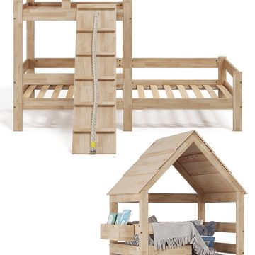VitaliSpa® Bett Kinderbett Spielturmbett 90x200cm Teddy Natur