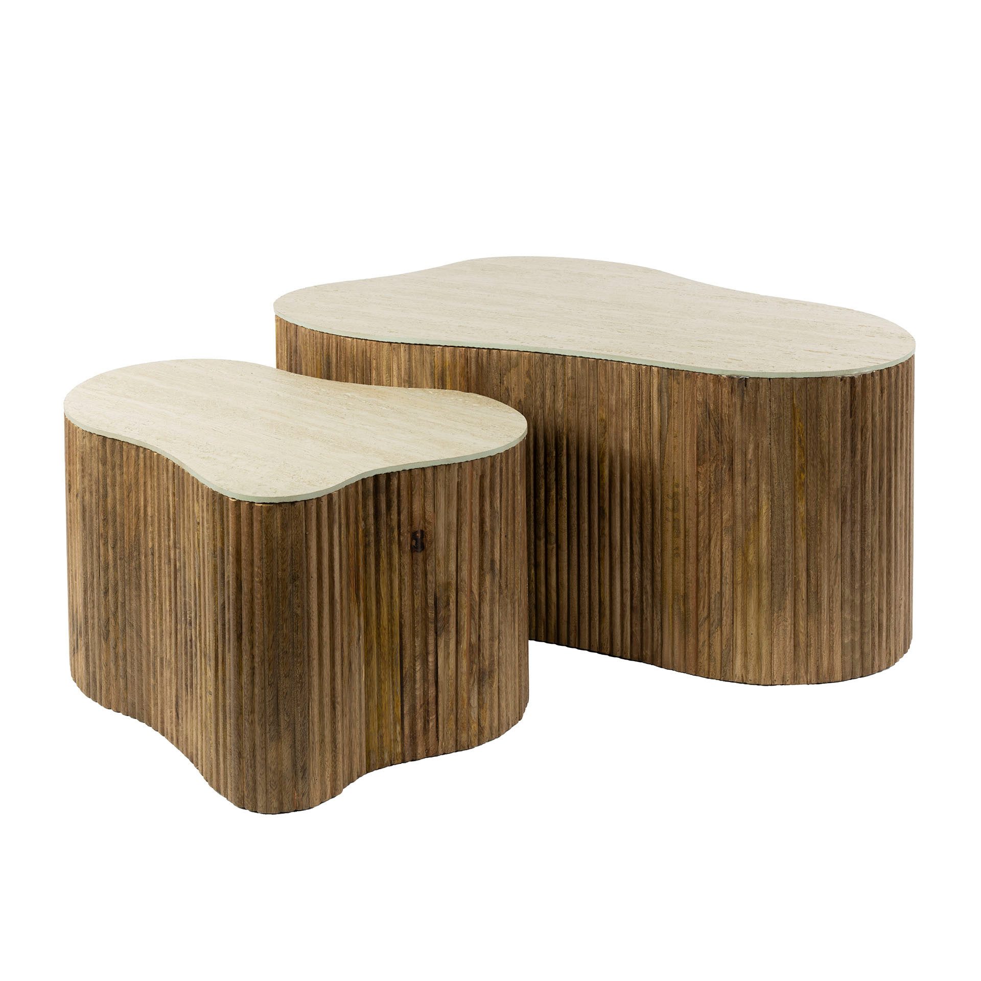 Villa Möbel Couchtisch Nuovo (1 Tisch, 2-St), Organisches Couchtisch Set aus massiver Mango in Sand