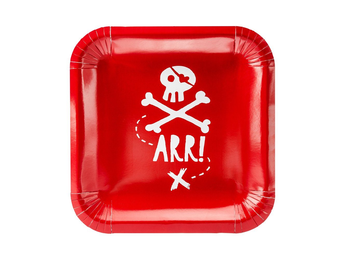 rot Einweggeschirr-Set, 6er Pappteller partydeco Set Piraten 20x20cm