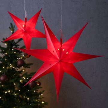 MARELIDA LED-Stern für außen LED Stern Weihnachtsstern Hängestern 45cm 12LED Timer Batterie Außen, LED Classic, warmweiß (2100K bis 3000K)