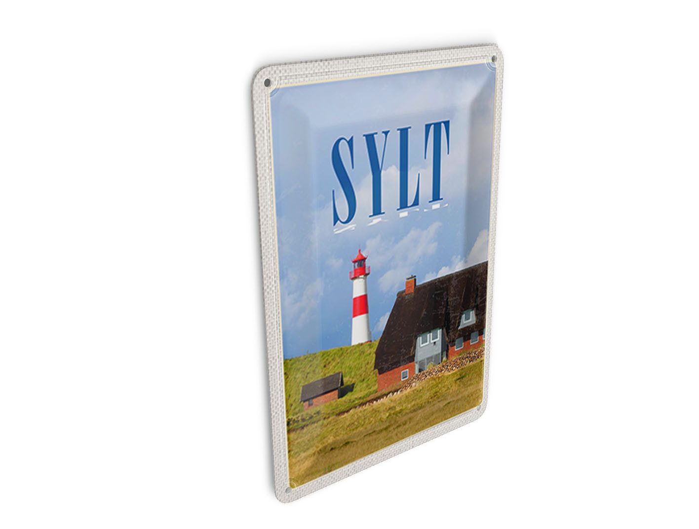 Femer GmbH Postkarte Reise 10x14 cm Sylt Häuser Dach aus Moos Leuchtturm, unfrankiert