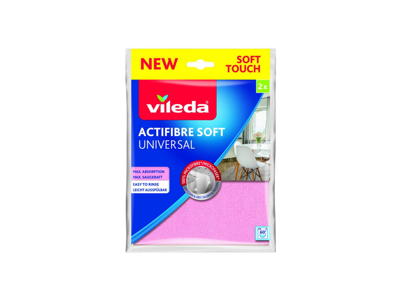 Vileda Actifibre Soft Allzwecktuch 2-er Pack Reinigungstücher (Mikrofaser)