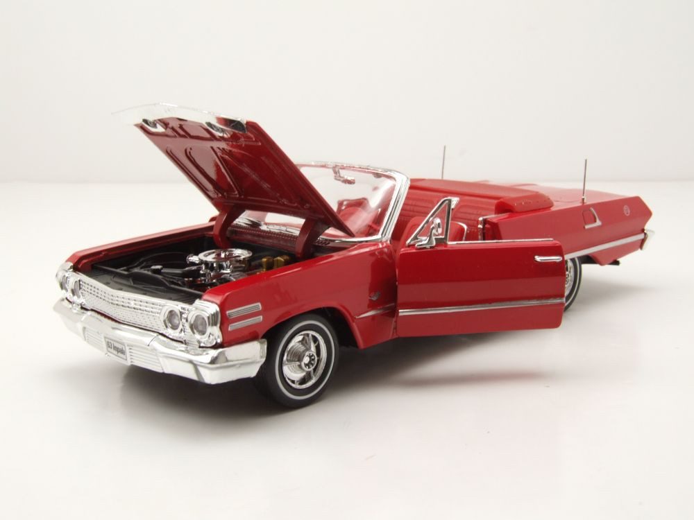 Welly Modellauto Chevrolet Impala Convertible 1963 rot, Maßstab 1:24