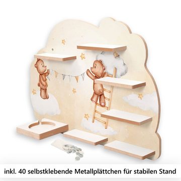Kreative Feder Wandregal MUSIKBOX-REGAL Teddys beim Schmücken, für TONIE-BOX und TONIES inkl. 40 Metallplättchen