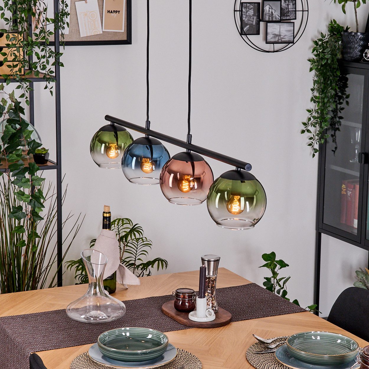 hofstein Pendelleuchte Hängelampe aus Metall/Glas in günstig online kaufen