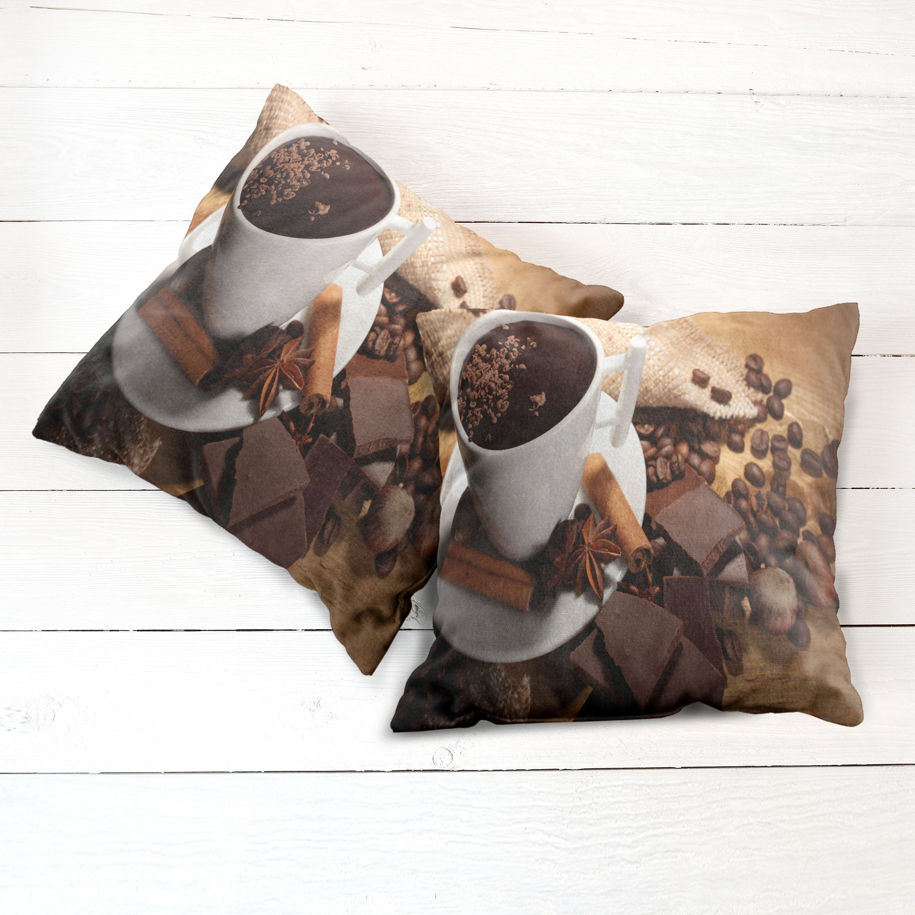 Doppelseitiger (2 Stück), Schokolade Nüsse Abakuhaus Digitaldruck, Schokolade Tasse Kissenbezüge Modern heiße Accent